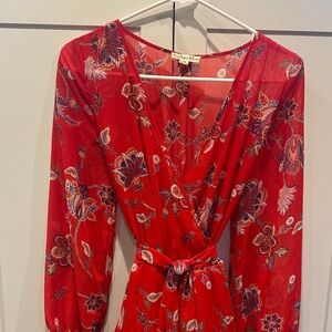 Floral Red Maxi Dress size M